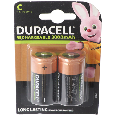 Afbeelding van Duracell Recharge Ultra batterij HR14 Baby LR14 NiMH 3000mAh blister van 2