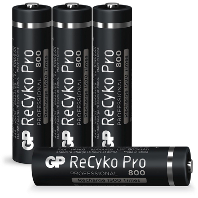 Afbeelding van GP ReCyko Pro AAA 800 mAh 1.2V Oplaadbare NiMH Batterij 4 Stuks