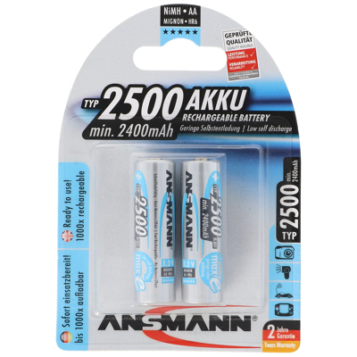 Afbeelding van Ansmann maxE plus NiMH batterij Mignon AA 2500mAh blisterverpakking van 2