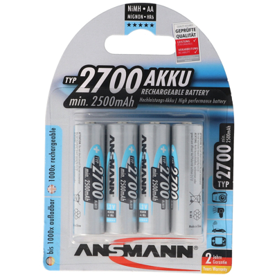 Afbeelding van Ansmann NiMH 1.2V AA 2700mAh fotobatterij 4 stuks incl. AccuSafe