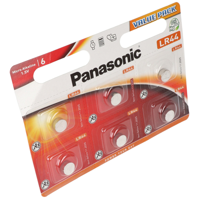Afbeelding van Panasonic Batterij Alkaline, Knoopcel, LR44, V13GA, 1.5V Elektronica, Retail Blister (6 Pack)
