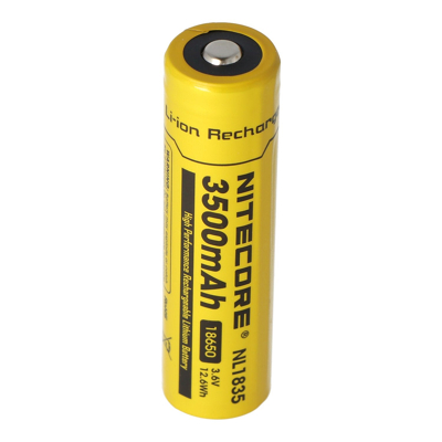 Afbeelding van Nitecore Li ion batterij 18650, 3,7 volt met 3500 mAh NL1835, ontlaadstroom max. 2Ah, afmetingen ca. 69,3 x 18,3 mm