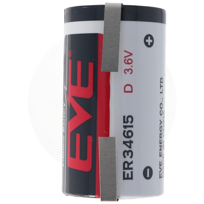 Afbeelding van EVE ER34615 DS Fabrikantnummer: ER34615DSEVE 3.6 volt 19000mAh met soldeertags in een U vorm