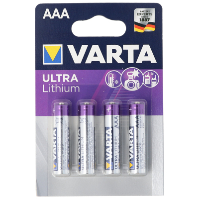 Afbeelding van Varta lithiumbatterij AAA, Micro, FR03, 6103, Ultra Lithium, 1.5V, blister van 4