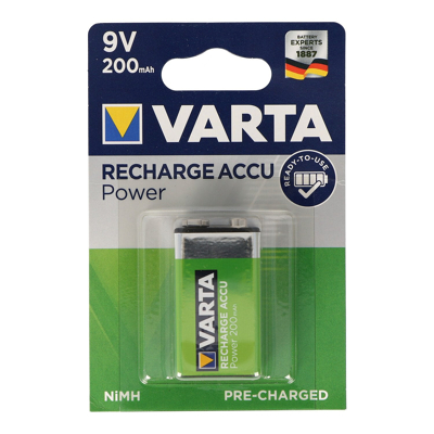 Afbeelding van Varta Oplaadbare Power Batterij 9V 200 mAh in Blister Recharge Accu