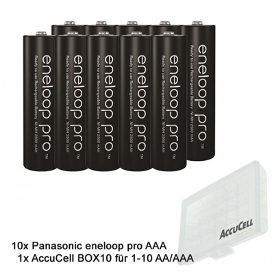 Afbeelding van Panasonic eneloop pro, gebruiksklare Ni MH batterij, AAA micro, min. 930 mAh, 500 laadcycli, lage zelfontlading, met AccuCell B