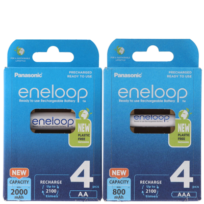 Afbeelding van Panasonic Eneloop combipakket met 4x AA en AAA batterijen 2 AccuCell batterijdozen Gratis