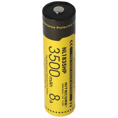 Afbeelding van Nitecore Li Ion batterij 18650 3500 mAh NL1835HP, afmetingen ca. 69,4 x 18,3 mm