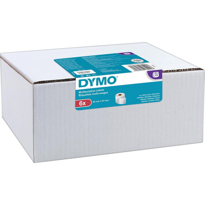 Afbeelding van Dymo Value Pack: etiketten LabelWriter ft 57 x 32 mm, verwijderbaar, wit, doos van 6 1000 beletteringsetiketten