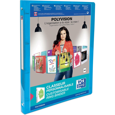 Afbeelding van Presentatieringband Oxford Polyvision A4 4 rings O mech 15mm blauw