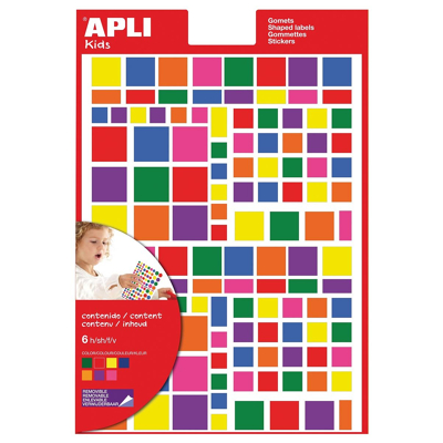 Afbeelding van Apli Kids Verwijderbare Stickers, Vierkant, Blister Met 756 Stuks In Geassorteerde Kleuren En Groottes Stickers