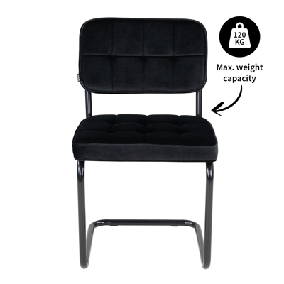 Afbeelding van Ivy buisframe stoel velvet zwart