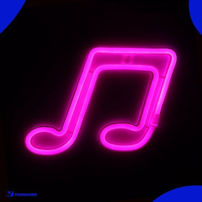 Afbeelding van Neon Lamp Muzieknoot Roze Incl. 3 Batterijen 20 x 19 cm