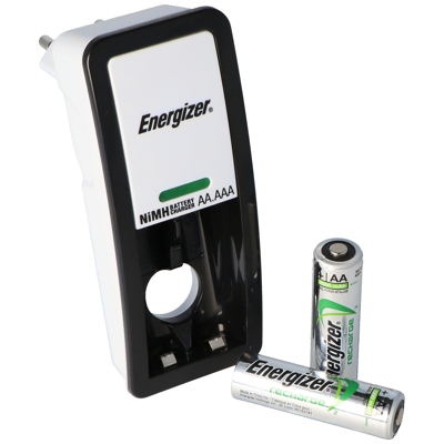 Afbeelding van Energizer batterijlader Mini Charger, inclusief 2 AA batterijen, op bl