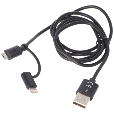 Afbeelding van Varta 2in1 oplaad en synchronisatiekabel USB naar Micro Lightning, Gemaakt voor iPod, iPhone, iPad