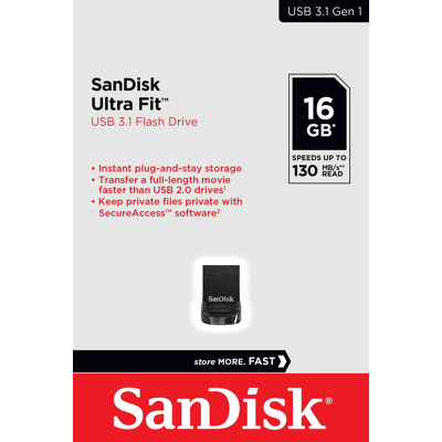 Afbeelding van USB stick 3.1 Sandisk Cruzer Ultra Fit 16GB