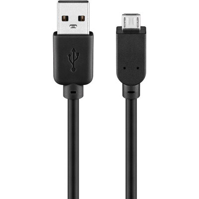 Afbeelding van USB A naar Micro kabel 1 meter 2.0 (100% koper, Zwart)