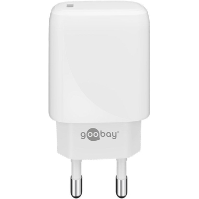 Afbeelding van USB C snellader Goobay 1 poort (USB C, 20W, Power Delivery, Wit)