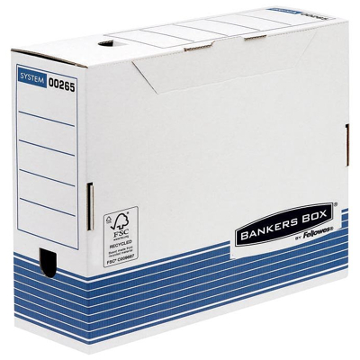 Afbeelding van Archiefdoos Bankers Box System A4 100mm wit blauw
