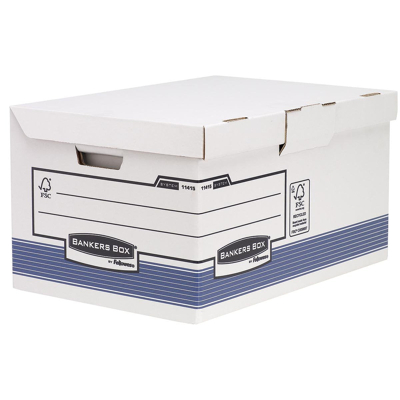Afbeelding van Archiefdoos Bankers Box System fold flip top maxi wit blauw