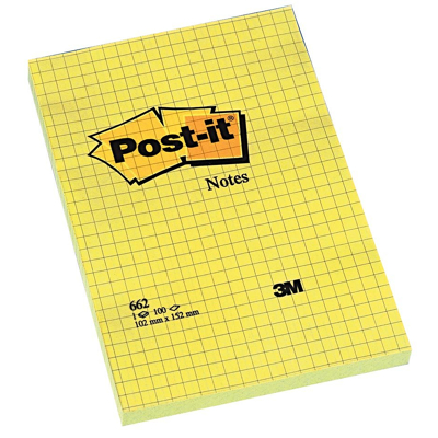 Afbeelding van Post it Notes, Ft 102 X 152 Mm, Geel, Geruit, Blok Van 100 Vel Memoblok