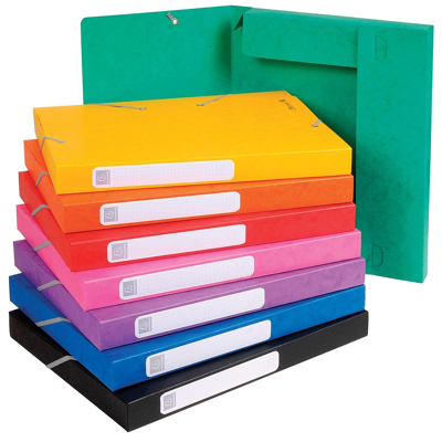 Afbeelding van Exacompta Elastobox Cartobox Rug Van 2,5 Cm, Geassorteerde Kleuren: Groen, Blauw, Geel, Rood, Oranje, ...