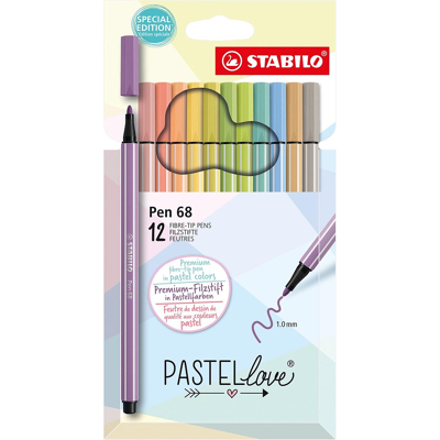 Afbeelding van STABILO Pen 68 viltstift, pastel, etui van 12 stuks, assorti viltstift