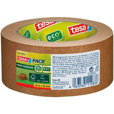 Afbeelding van Verpakkingstape Tesa 58291 eco papier FSC 50mmx50m bruin