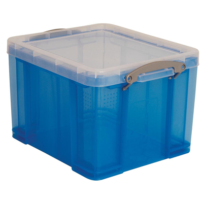 Afbeelding van Really Useful Box Opbergdoos 35 Liter, Transparant, Blauw