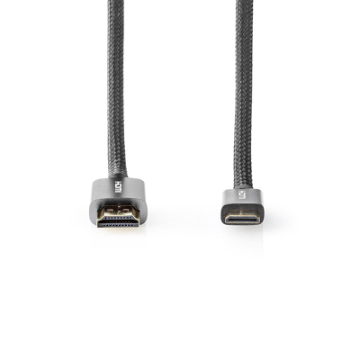 Afbeelding van Mini HDMI naar kabel Nedis 2 meter (4K@60Hz, Ethernet, HDR, Nylon, Verguld)
