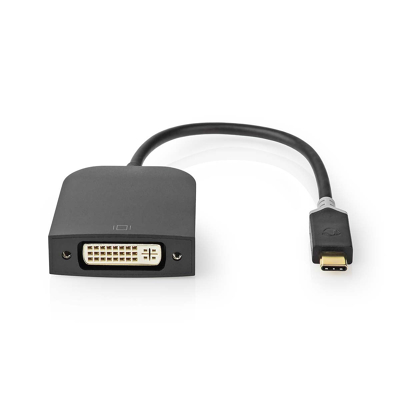 Afbeelding van USB C naar DVI adapter Nedis 0.2 meter (DVI D, Verguld, Full HD, Antraciet)