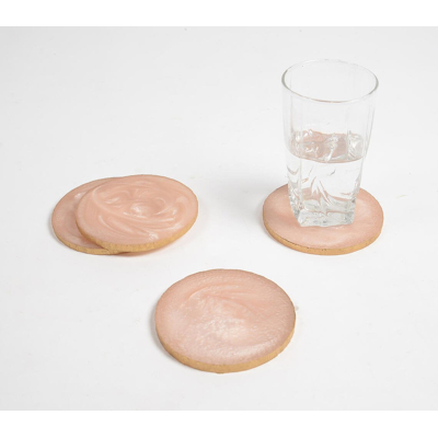 Afbeelding van Sparkly Pastel Peach Resin Coasters (set of 4)