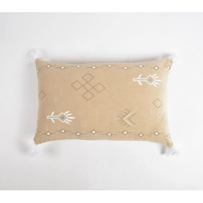 Afbeelding van Tribal Embroidered &amp; Tasseled Velvet Lumbar Cushion Cover