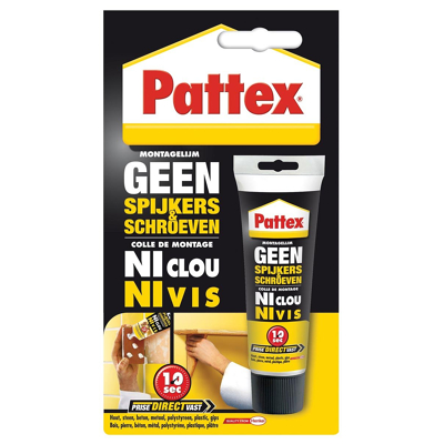 Afbeelding van Pattex montagelijm Geen Spijkers &amp; Schroeven, tube van 50 g, op blister 12 stuks