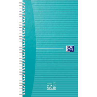 Afbeelding van Oxford Office Essentials taskmanager, 230 bladzijden, ft 14,1 x 24,6 cm, aqua 5 stuks
