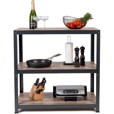 Afbeelding van Avasco rek Home table, ft 88 x 90 45 cm, 3 legborden, uit metaal, zwart