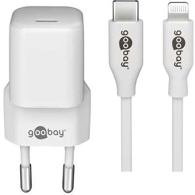 Afbeelding van Goobay Lightning/USB C PD oplaadset (30 W) USB voedingsadapter 30 W inclusief naar Lightning kabel voor bijv. iPhone 12