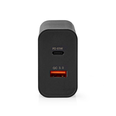 Afbeelding van USB multipoort oplader Nedis 2 poorten (USB A, C, 65W, Power Delivery en Quick Charge, Zwart)