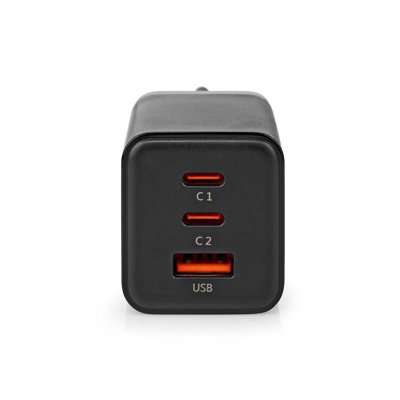 Afbeelding van USB multipoort oplader Nedis 3 poorten (USB A, C, 65W, Power Delivery en Quick Charge, Zwart)