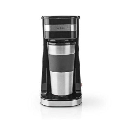 Afbeelding van Koffiezetapparaat Nedis (1 Kops, Dubbelwandige reisbeker, Herbruikbare filter, Zwart)