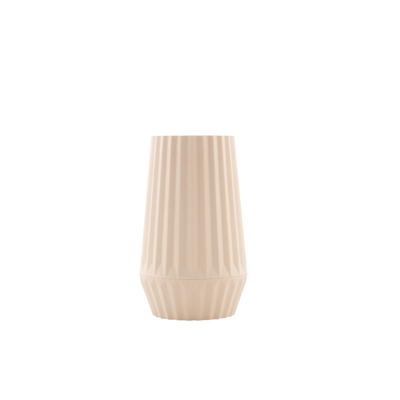 Afbeelding van Point Virgule geribbelde vaas uit bamboevezel gebroken wit D 9.2 H 15.2
