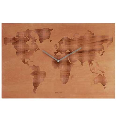 Afbeelding van Karlsson wandklok Worldmap hout