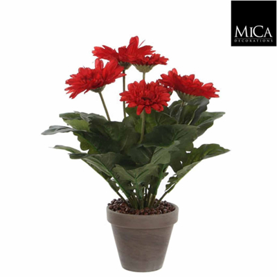 Afbeelding van Mica Decorations gerbera maat in cm: 35 x 30 rood pot