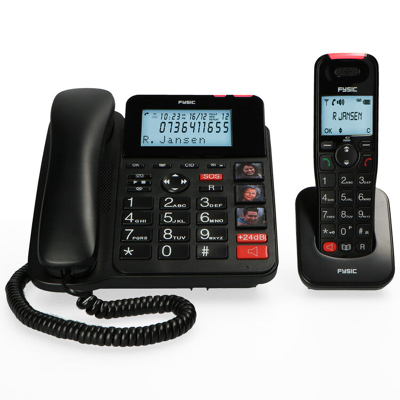 Afbeelding van Fysic FX 8025 Vaste telefoon met antwoordapparaat en DECT voor senioren, zwart Black