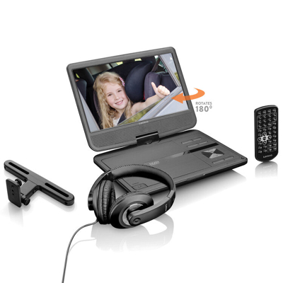 Afbeelding van Lenco DVP 1010BK Portable 10&quot; DVD speler met USB hoofdtelefoon ophangbeugel Black
