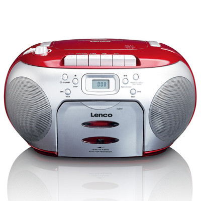 Afbeelding van Lenco boombox scd 420 red portable stereo fm radio with cd player and cassette A002469