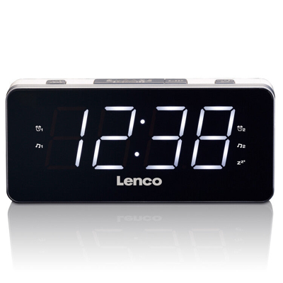 Afbeelding van Lenco CR 18 White PLL FM Wekkerradio groot en overzichtelijk 1,8&quot; LED display Wit