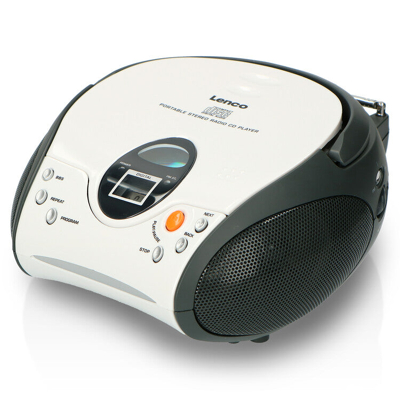 Afbeelding van Lenco SCD 24 White Draagbare stereo FM radio met CD speler Wit