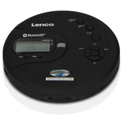 Afbeelding van Lenco CD 300BK Draagbare Bluetooth® MP3 speler met anti shock Zwart Black
