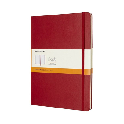 Afbeelding van Notitieboek Moleskine XL 190x250mm lijn hard cover scarlet red